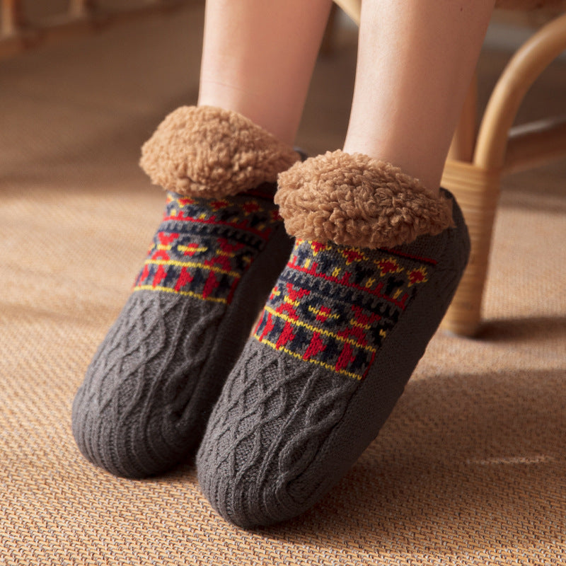 Cozy Fleece Bootie Slipper Socks  Non-Slip Indoor Wear For Women And Men
