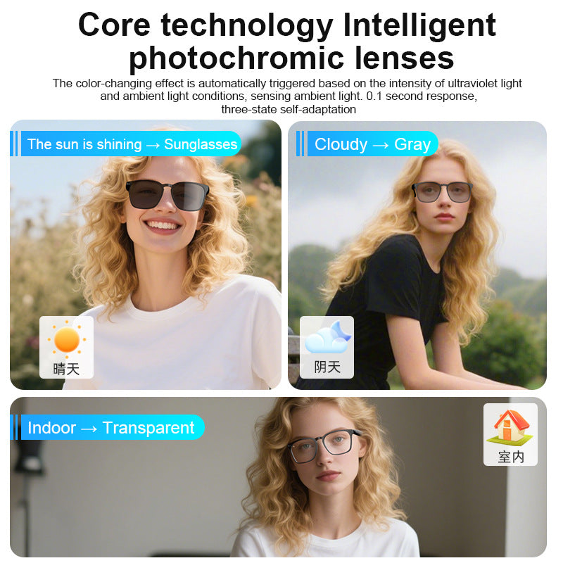 Ai Translation Smart Glasses Photochromic Bluetooth Wireless