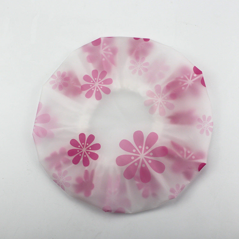 Hotel Plastic Peva Waterproof Bow Printing Female Shower Cap