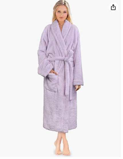 Fluffy Lambswool Bathrobe For Women