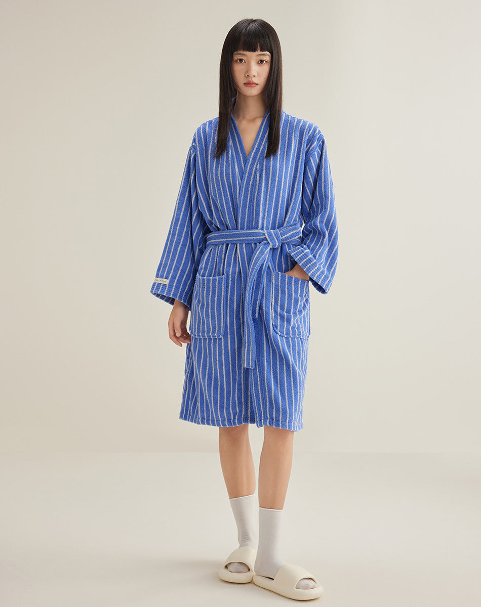 Women's Cotton Striped Bathrobe Terry
