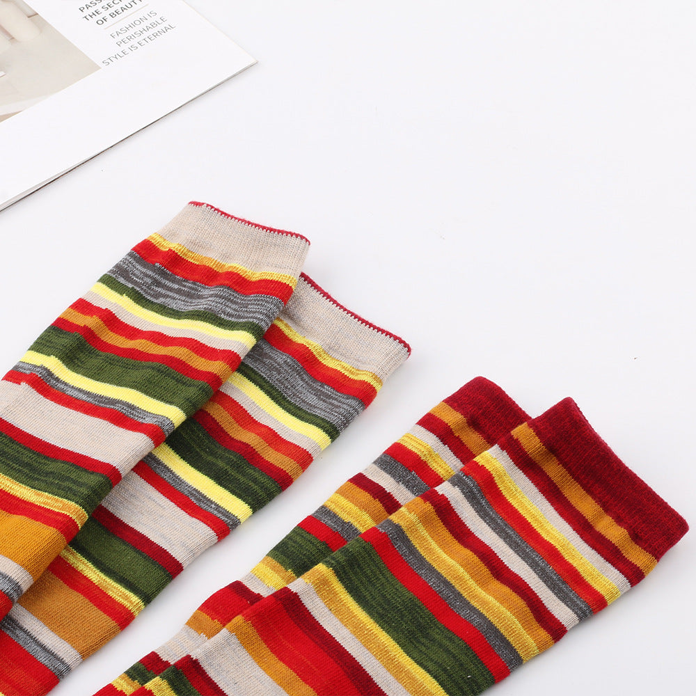 Popular New Halloween Colorful Striped Stockings For Women