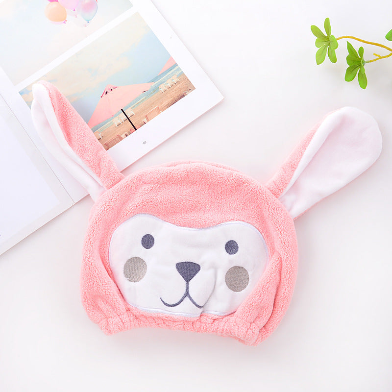 Coral Velvet Soft Absorbent Children's Household Cartoon Animal Wipe Head Towel Shower Cap