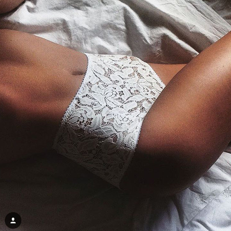 Women See-through European And American Style Lace Embroidered High Waist Underwear T-shaped Panties