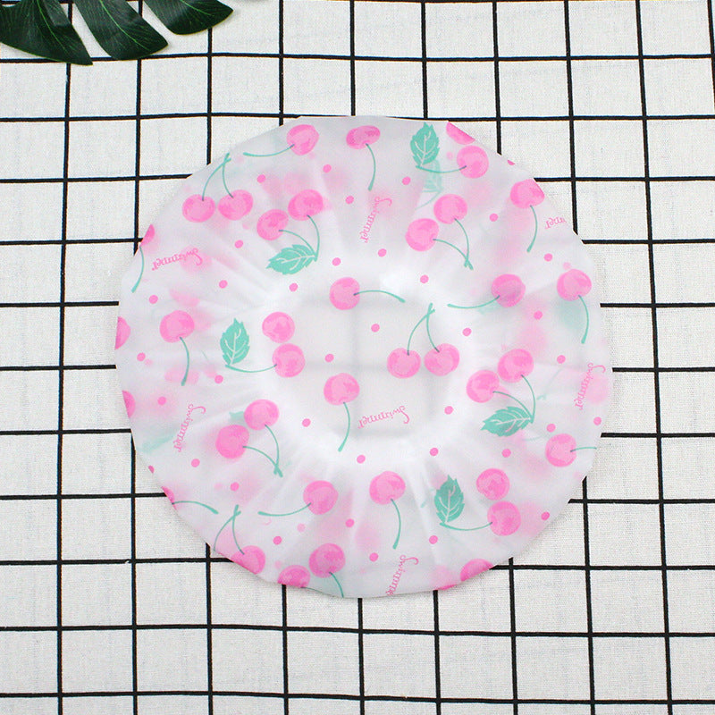 Hotel Plastic Peva Waterproof Bow Printing Female Shower Cap
