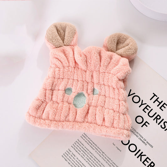 Coral Velvet Creative Cartoon Cute Shower Cap Ladies