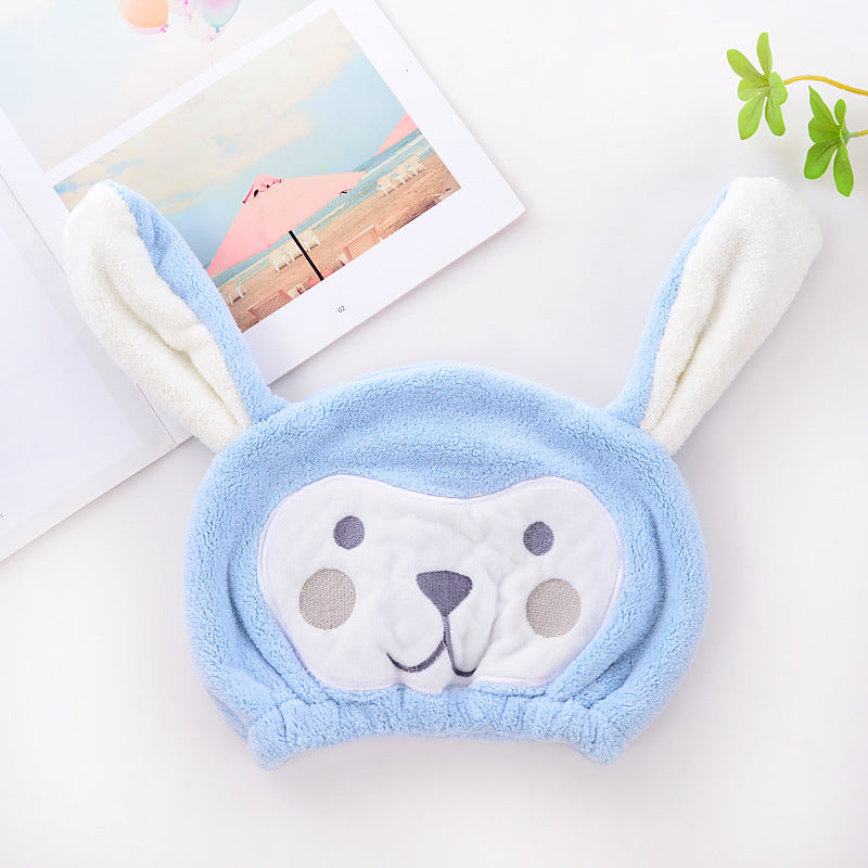 Coral Velvet Soft Absorbent Children's Household Cartoon Animal Wipe Head Towel Shower Cap